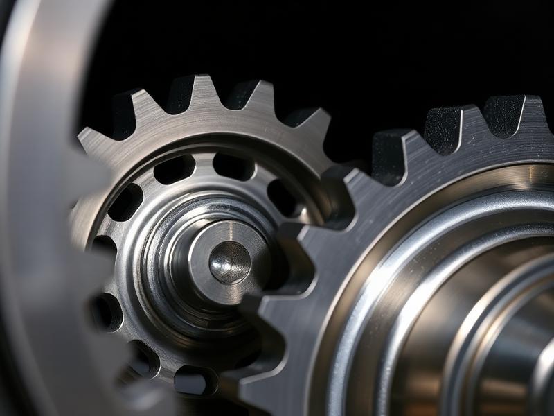 Precision machined steel gears meshing together